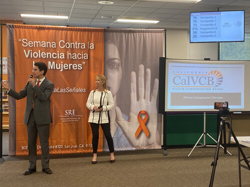 CalVCB Outreach Specialist speaking at the Mexican Consulate San Jose CA.