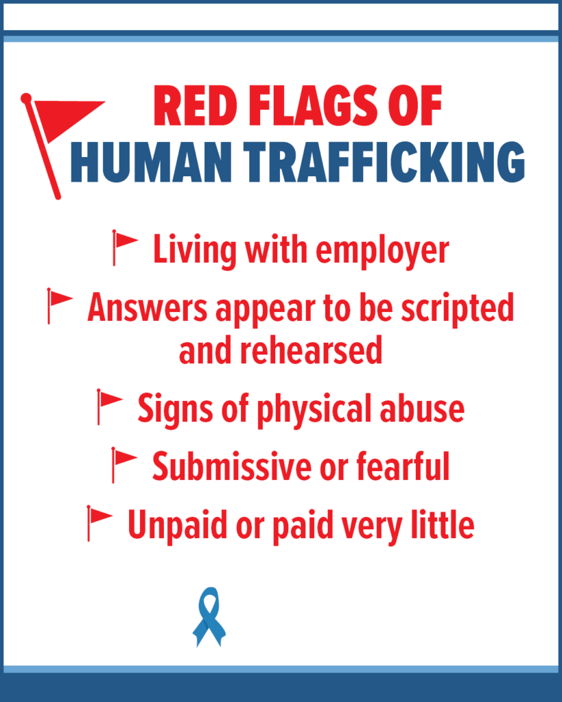 Portrait banner of red flags of human trafficking