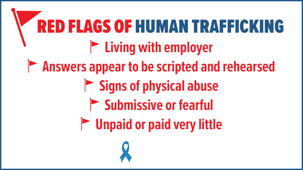 Landscape banner of red flags of human trafficking